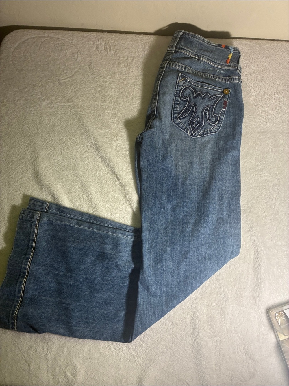 Blue Women's Denim Jeans with Embroidered Back Pocket MEK denim USA
